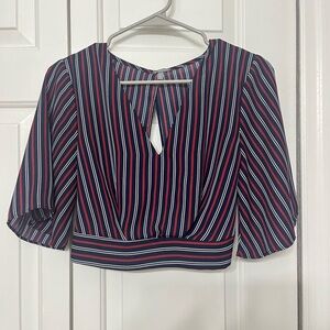 V-Neck Open-Back Crop Top- Size: XS